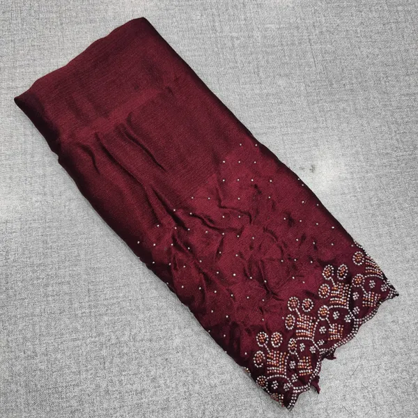 Crushed Satin Stone Work Hijab | HJ30